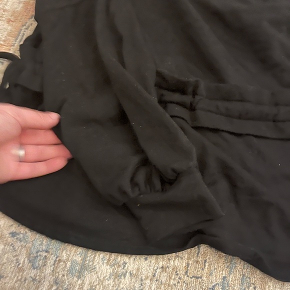 Cropped Black Mock Neck Sweater • Balloon Sleeve • Bunched Waist • XL - Picture 3 of 4